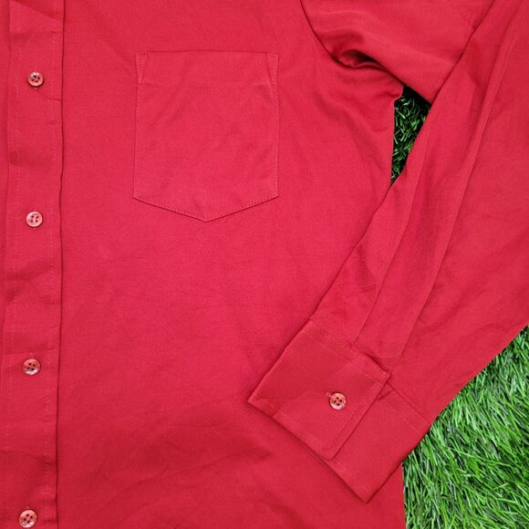 Vintage 80s Kings-Road Button Shirt Large 22x27 Red - Picture 4 of 11